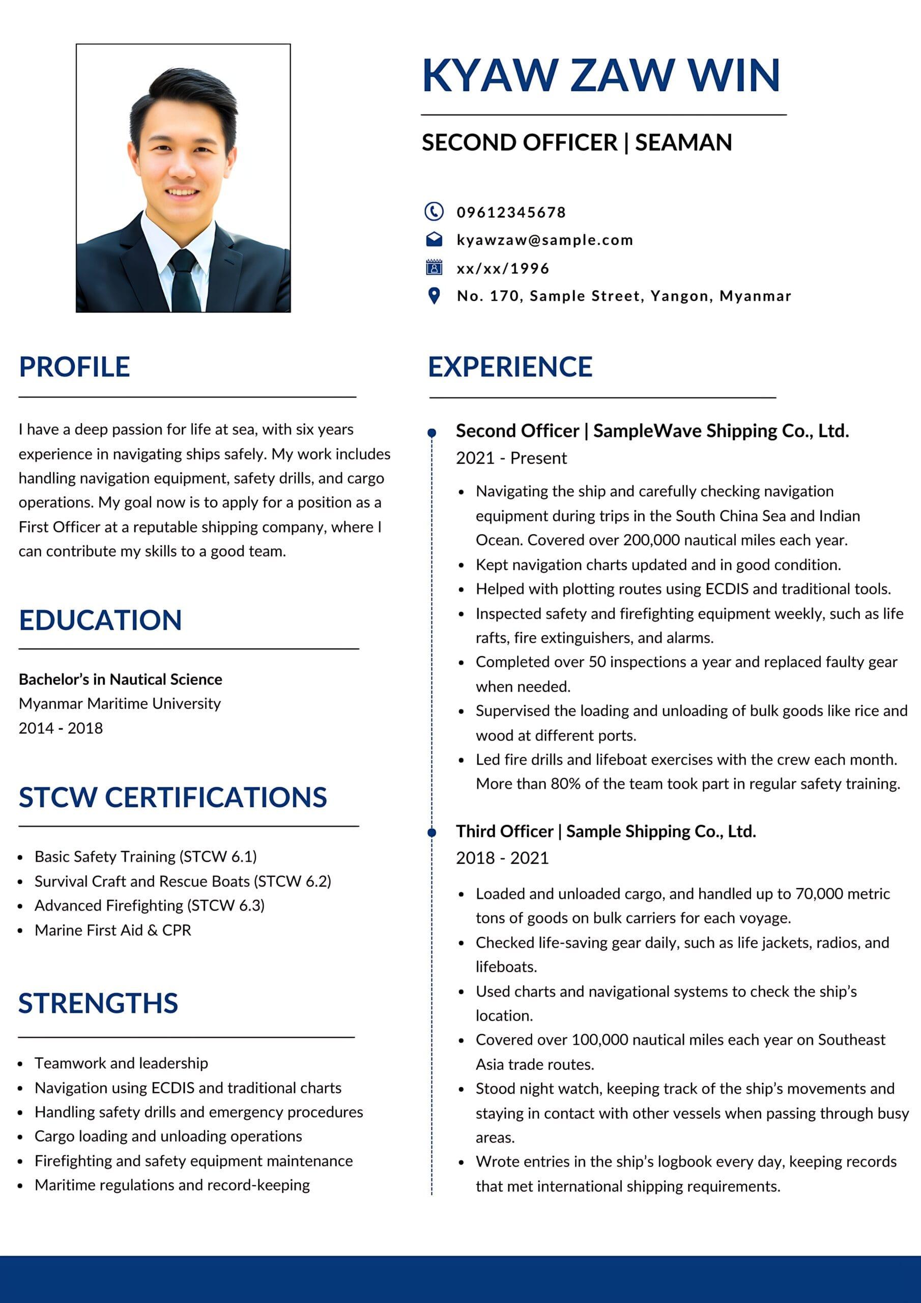 Professional CV sample 9